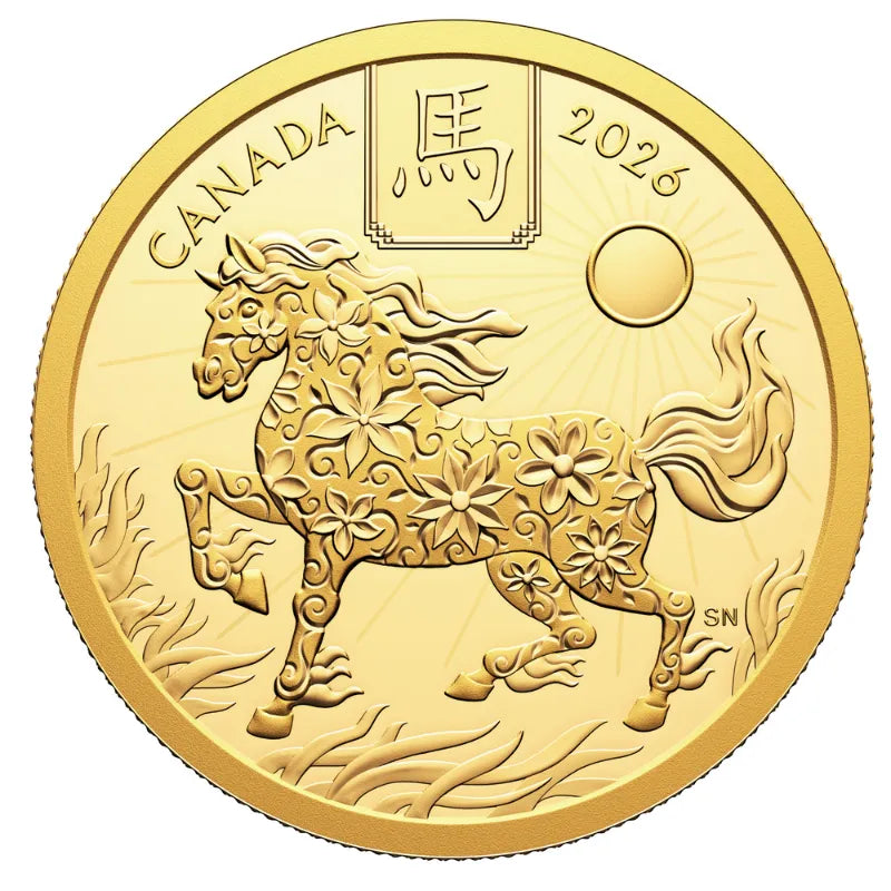 2026 0.5 oz Pure Gold Coin Lunar Year of The Horse Royal Canadian Mint