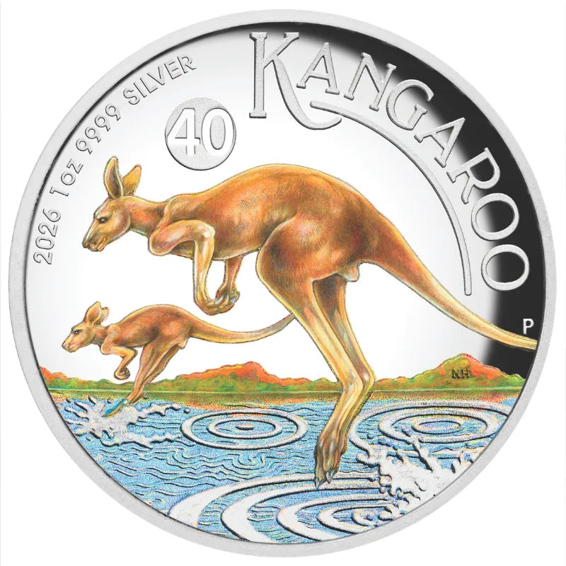 2026 1oz Silver AUSTRALIAN KANGAROO Proof High Relief Coloured Coin-THE PERTH MINT