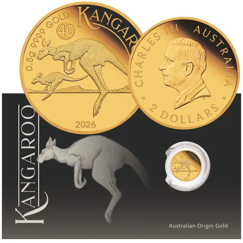 2026 Mini Roo 0.5g Gold Proof Coin in Card, Ready to Gift - The Perth Mint