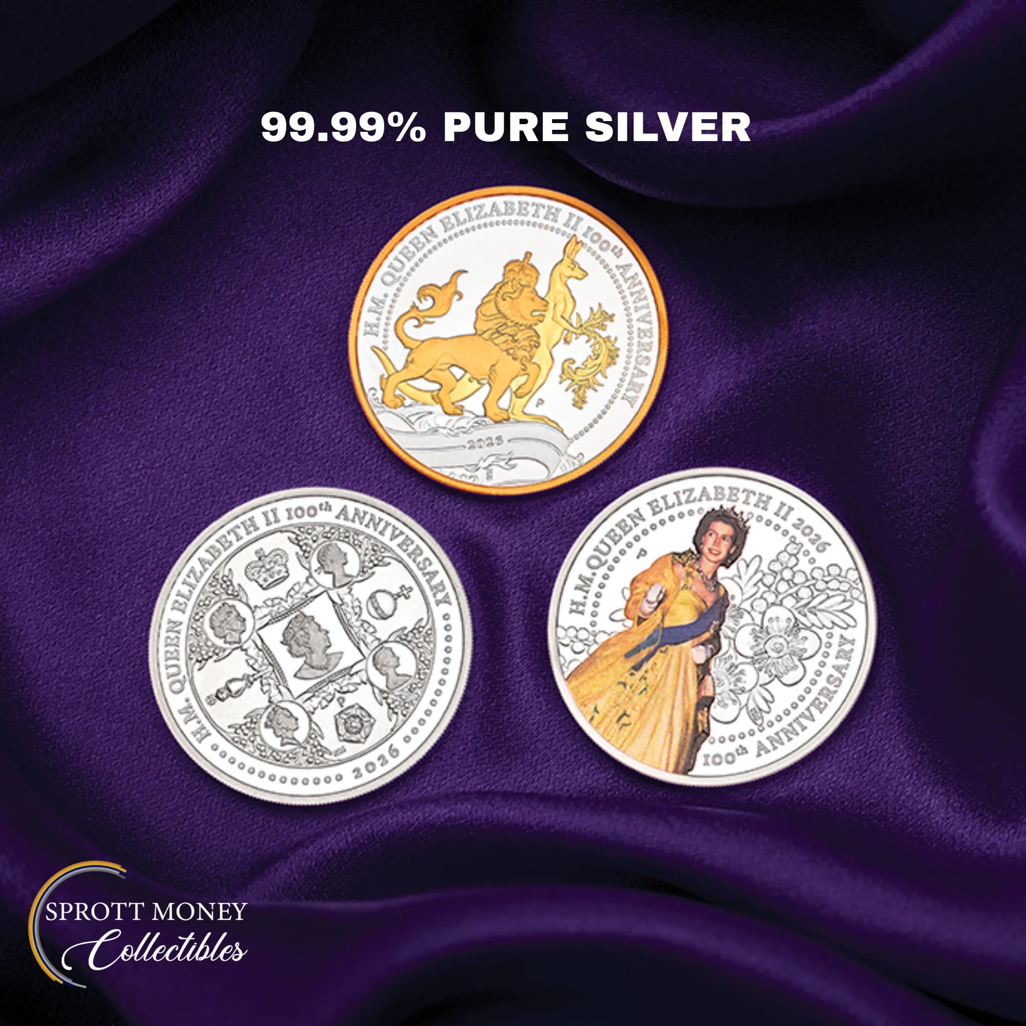 2026 Silver Three-Coin H.M. Queen Elizabeth II 100th Anniversary Set THE PERTH MINT