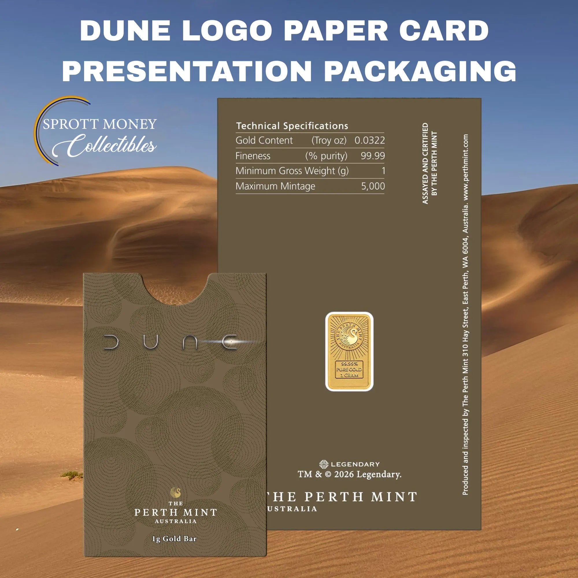 2026 1g Dune Gold Minted Bar The Perth Mint