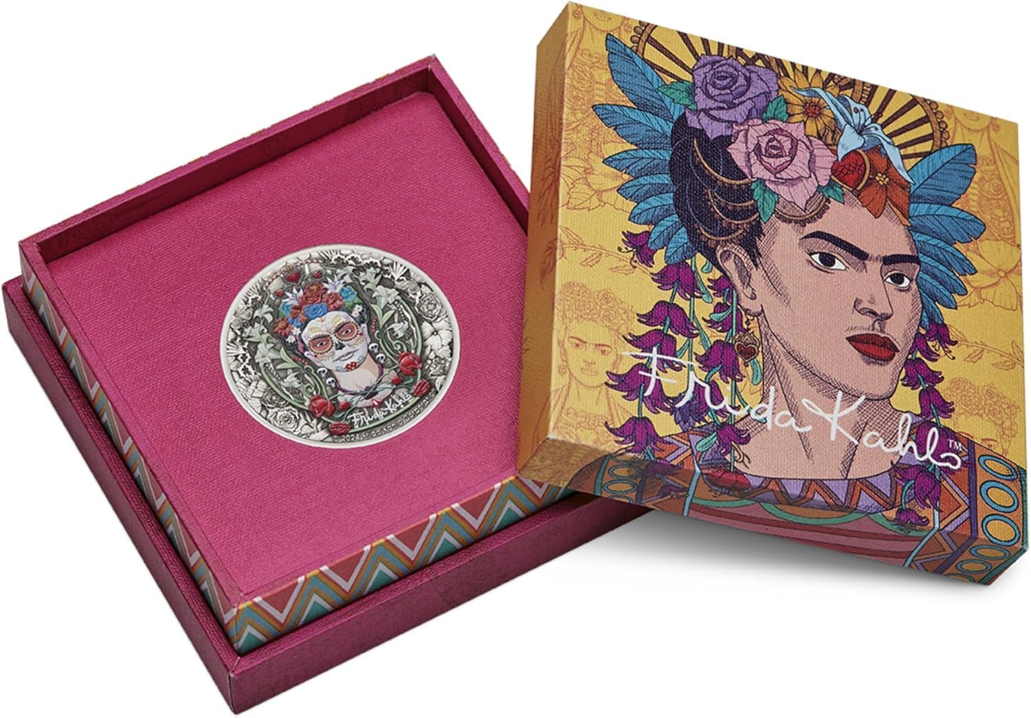 2024 2oz Silver Antiqued Frida Kahlo Colored Coin – Unique Collectible from Canada, for Women and Men