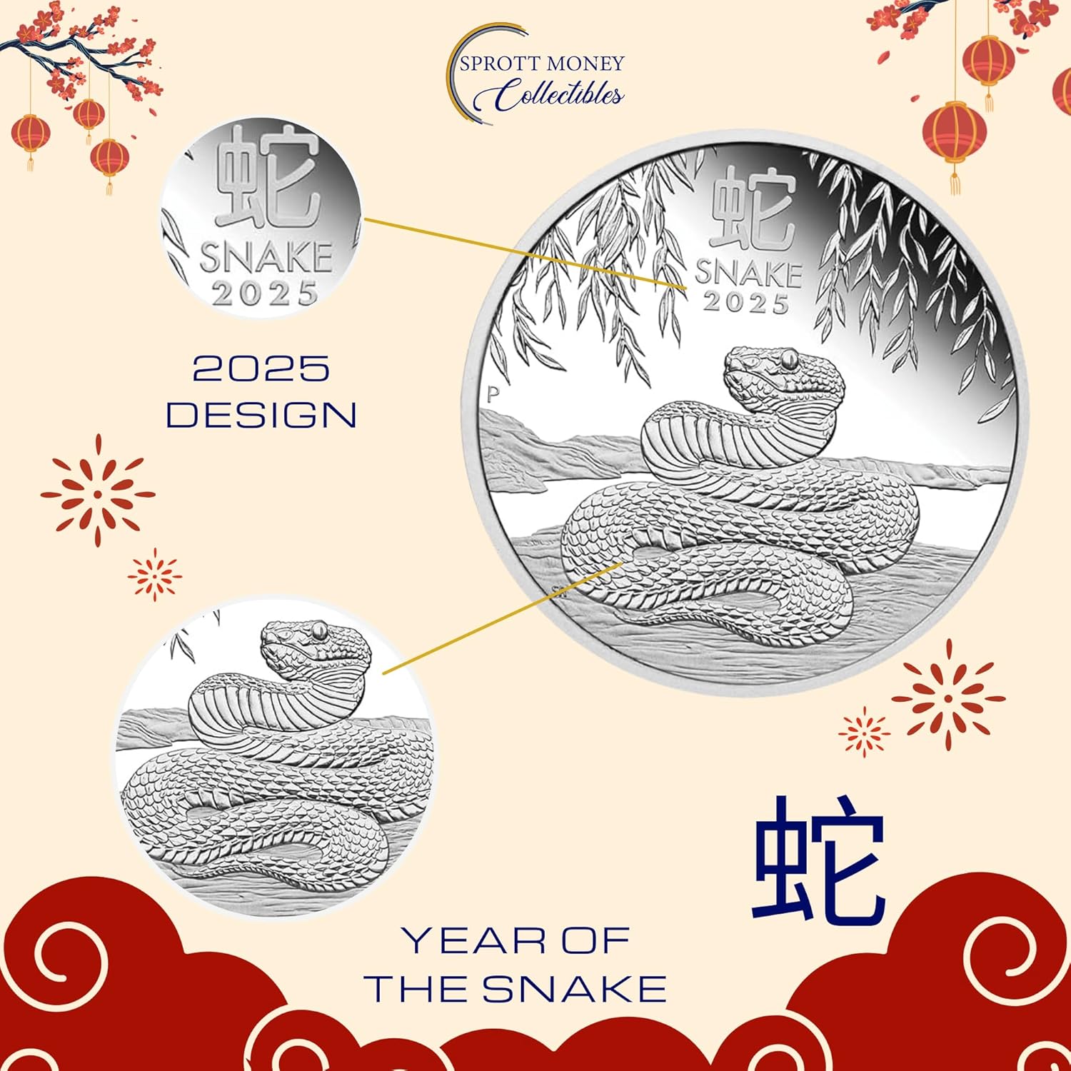 2025 1 oz Year of The Snake Fine Silver Proof Coin