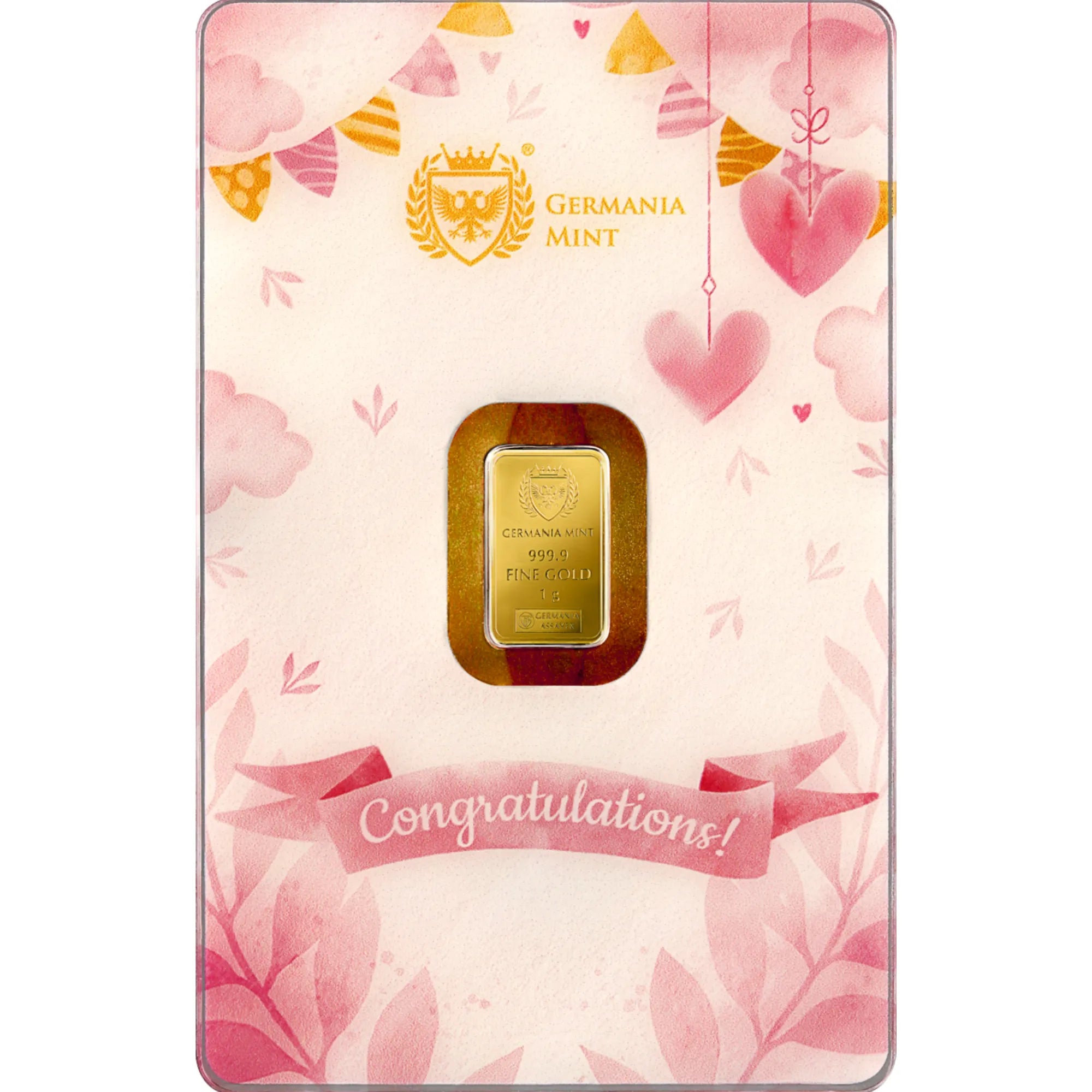 1g Gold Minted Bar New Born Girl -Germania Mint
