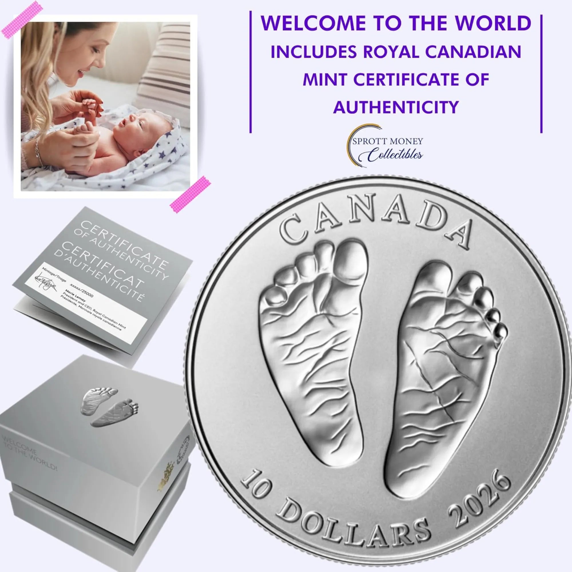 2026 Baby Feet Welcome to The World 1/2 oz Pure Silver Coin - Royal Canadian Mint