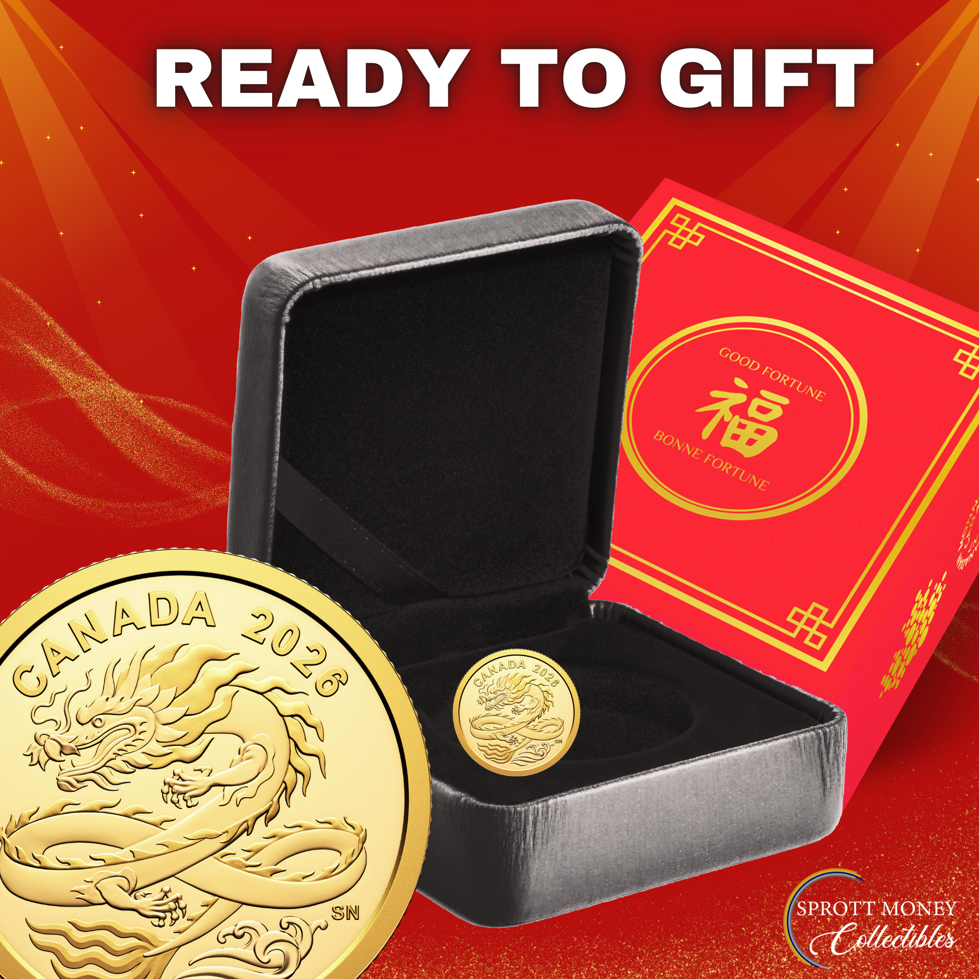 2026 1/20 oz. PURE GOLD COIN LUCKY DRAGON- Royal Canadian Mint