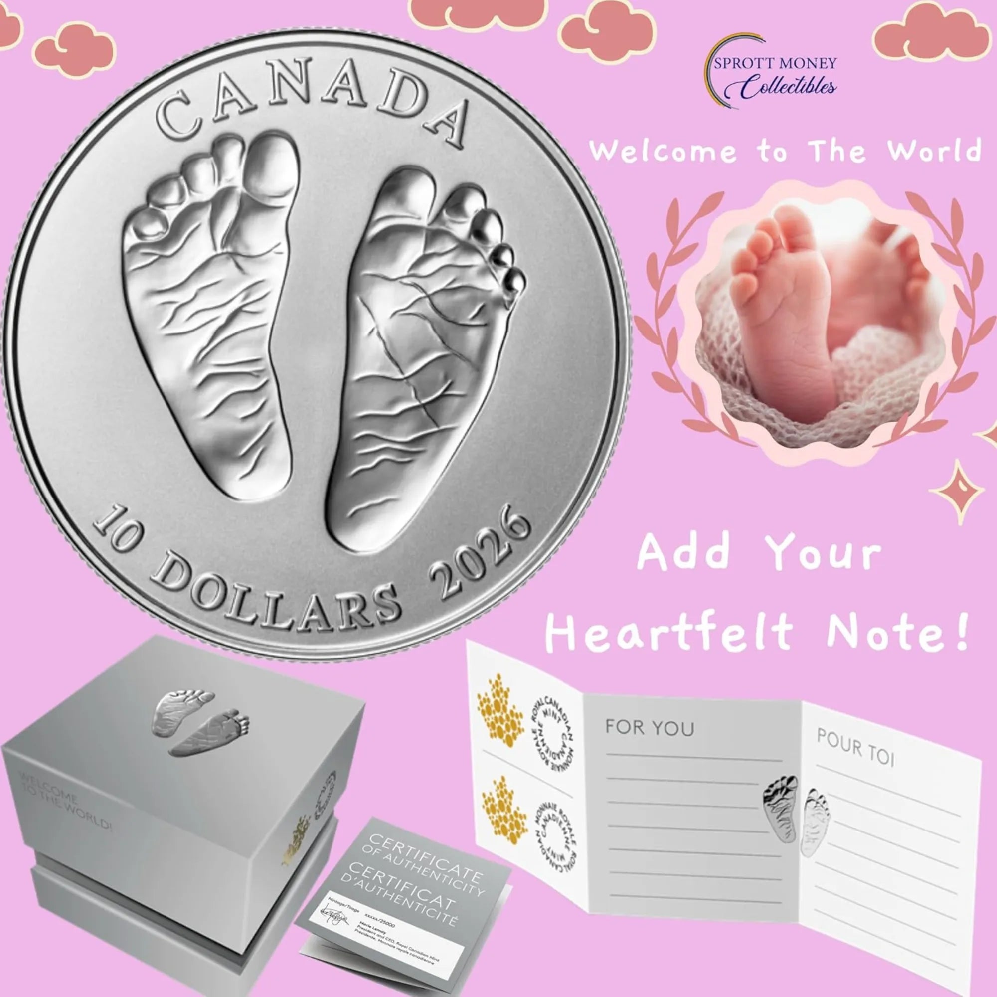 2026 Baby Feet Welcome to The World 1/2 oz Pure Silver Coin - Royal Canadian Mint