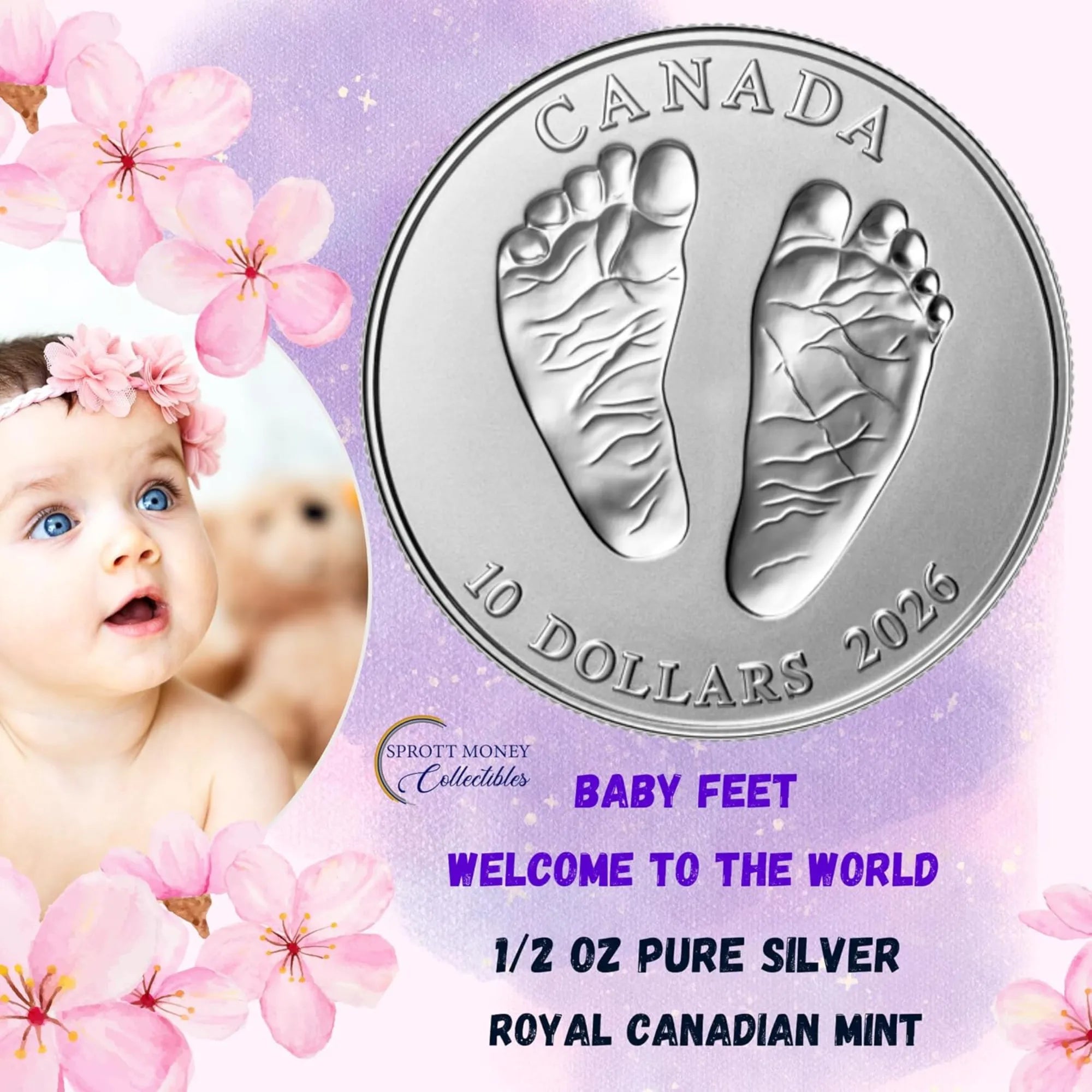 2026 Baby Feet Welcome to The World 1/2 oz Pure Silver Coin - Royal Canadian Mint