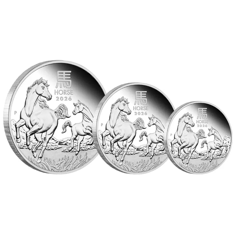 Australian Lunar Series III 2026 Year of Horse Silver Proof Coin Set The Perth Mint