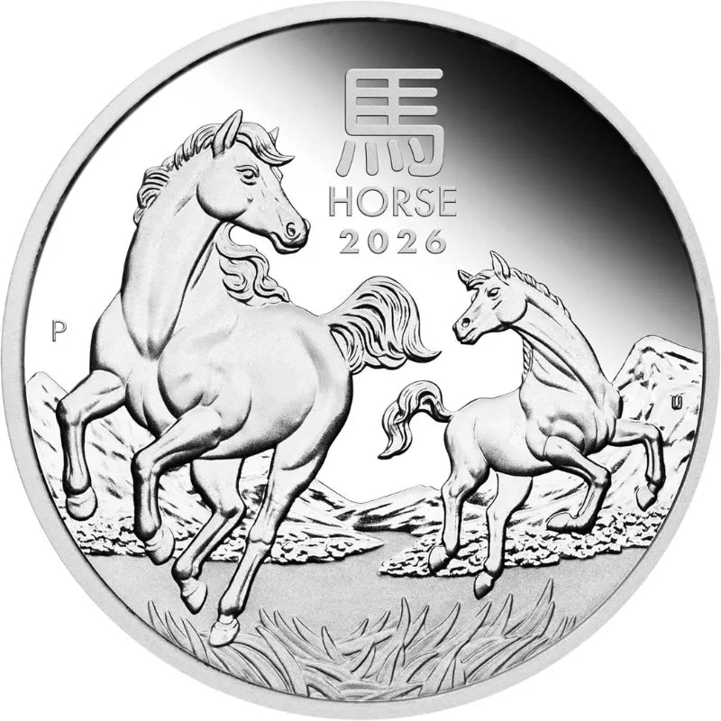 Australian Lunar Series III 2026 Year of The Horse 1/2oz Pure Silver Proof Coin The Perth Mint
