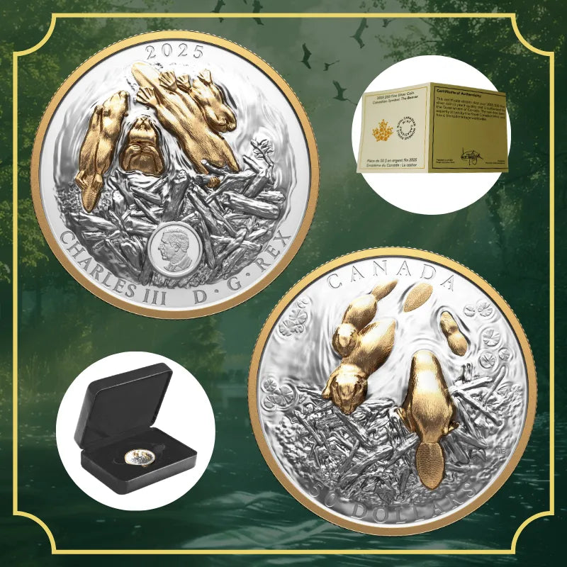 2025 100.74 g Fine Silver Coin Canadian Symbol: The Beaver –Royal Canadian Mint