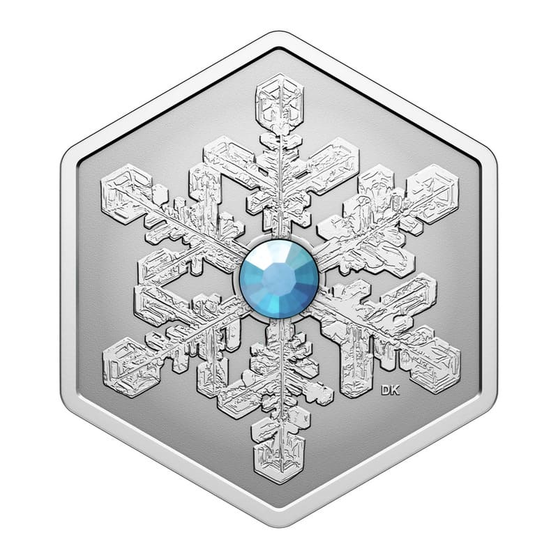 2024 Snowflake 1 oz Fine Silver Hexagon Coin with Crystal