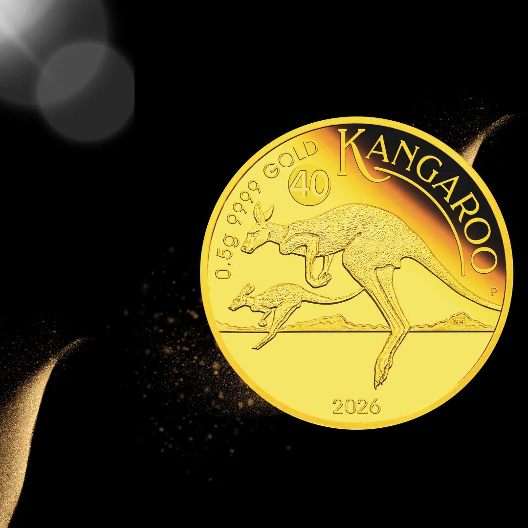 2026 0.5g Mini Roo Gold Proof Coin in Card, Ready to Gift - The Perth Mint