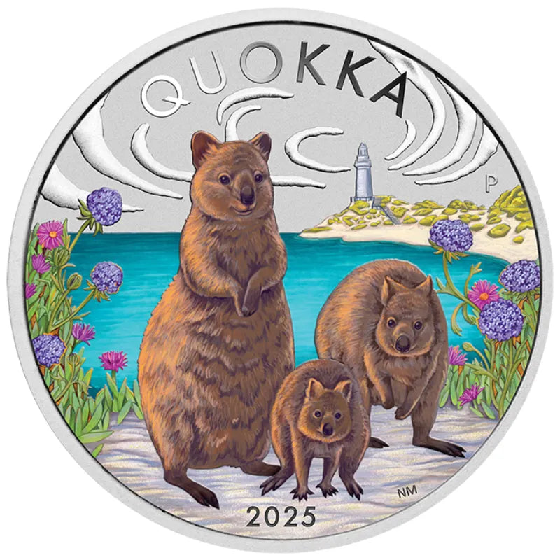 Australian Quokka 2025 1 oz Silver Coloured Ready to Gift Coin The Perth Mint