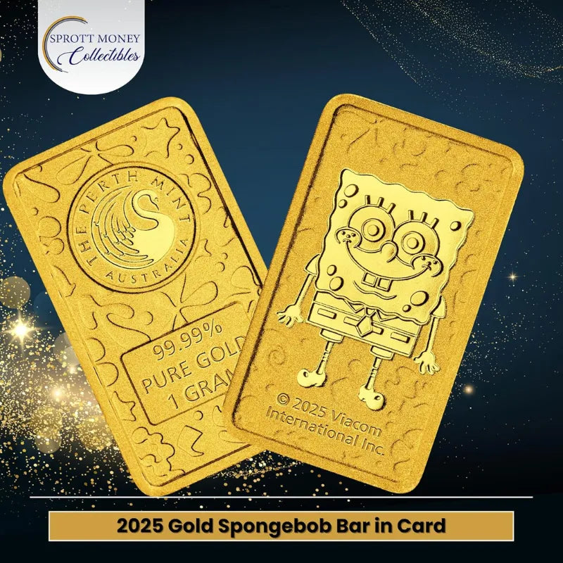 2025 1g Gold Minted SpongeBob Bar in Card, Ready to Gift - The Perth Mint 