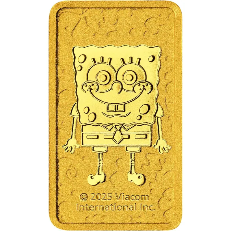 2025 1g Gold Minted SpongeBob Bar in Card, Ready to Gift - The Perth Mint 
