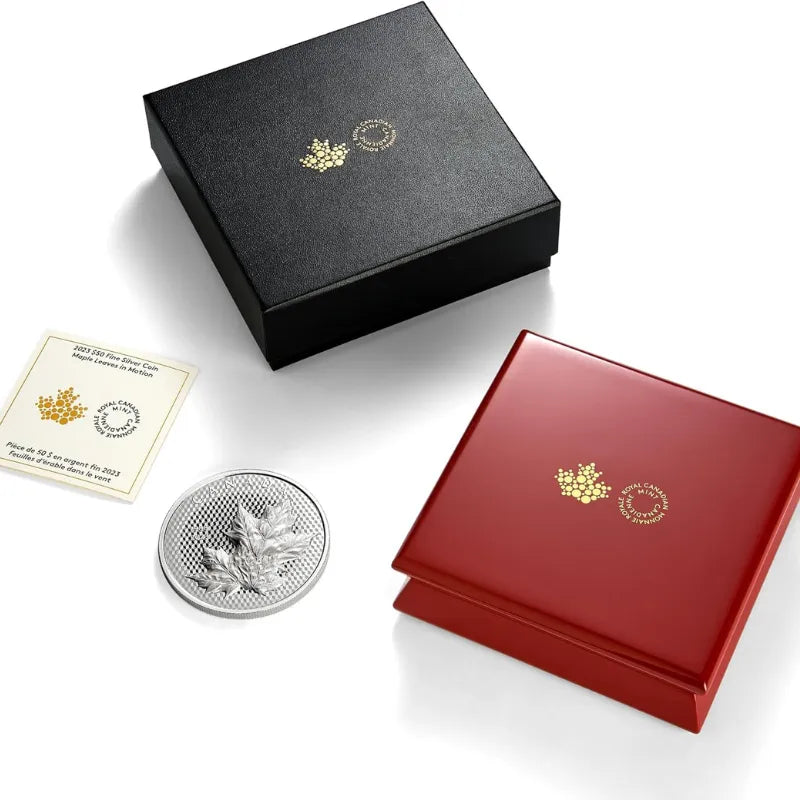 2023 Maple Leaves in Motion 5 oz Pure High-Relief Silver Coin-Royal Canadian Mint