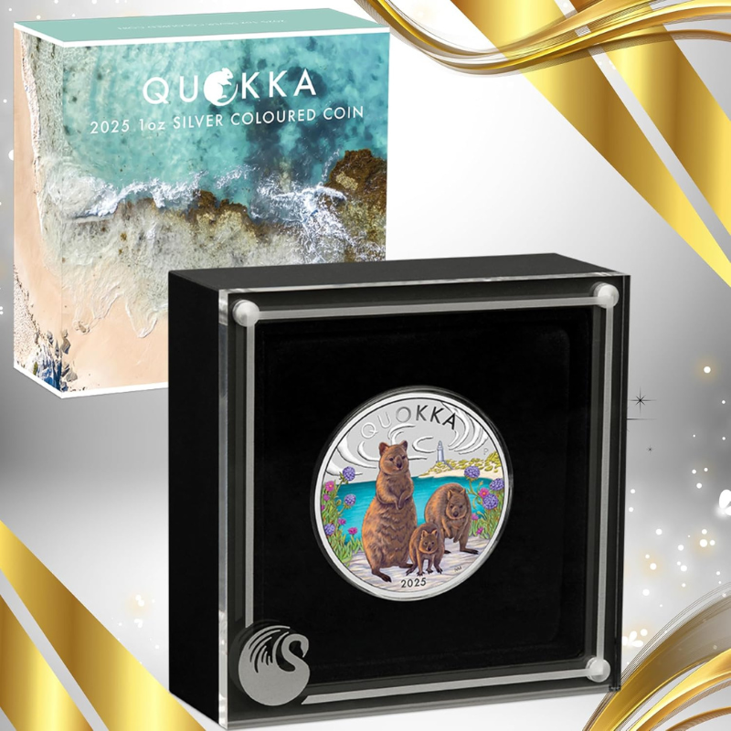 Australian Quokka 2025 1 oz Silver Coloured Ready to Gift Coin The Perth Mint