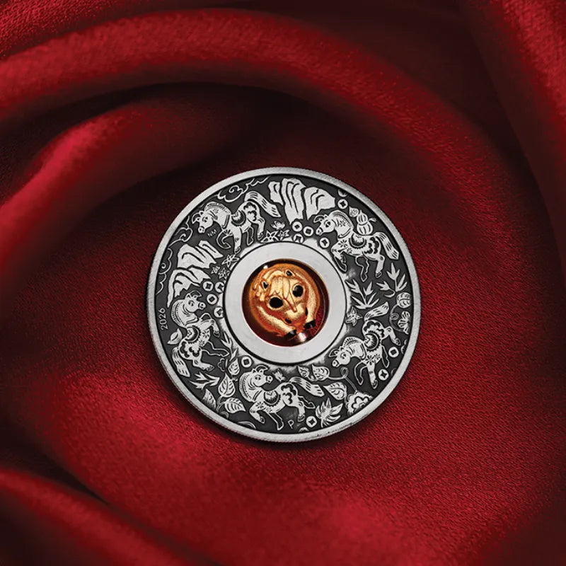 2026 1oz Silver YEAR OF THE HORSE ROTATING CHARM Antiqued Coin THE PERTH MINT