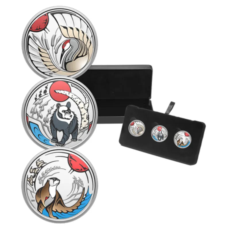 2026 Three ¾ oz. Clan Animals: Sandhill Crane , Bear and Otter Silver Coin Set- Royal Canadian Mint
