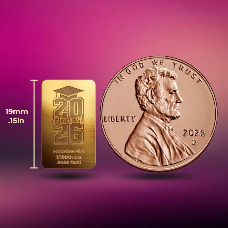 2026 1/100th oz Graduation Gold Bar in Certi-Lock-Scottsdale Mint
