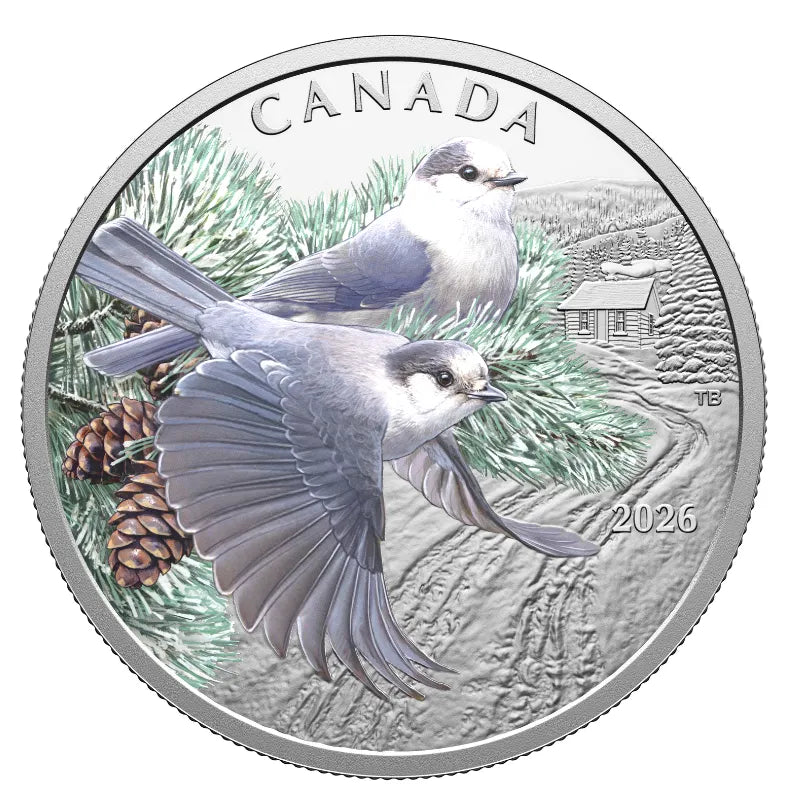 2026 1 oz. COLOURFUL BIRDS: CANADA JAYS Proof Coin- Royal Canadian Mint