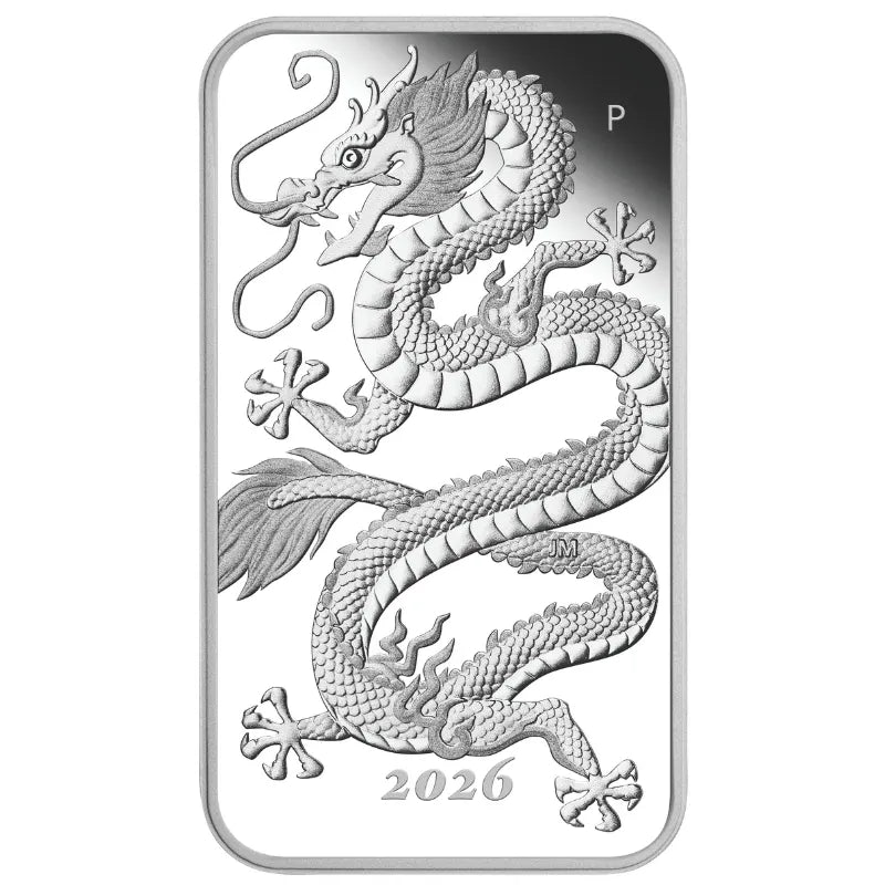 2026 1 oz. DRAGON Silver Proof Rectangular Coin- The Perth Mint