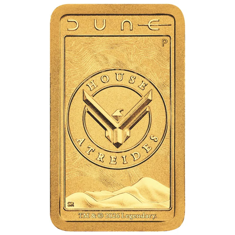 2026 1 g DUNE- HOUSE ATREIDES GOLD Minted Bar- The Perth Mint