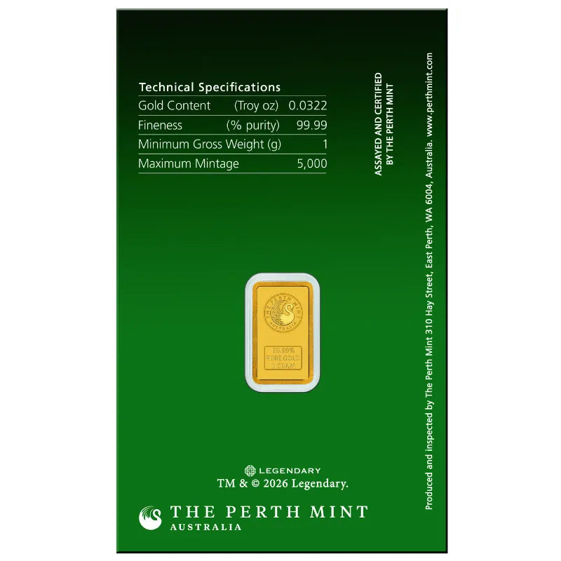 2026 1 g DUNE- HOUSE ATREIDES GOLD Minted Bar- The Perth Mint