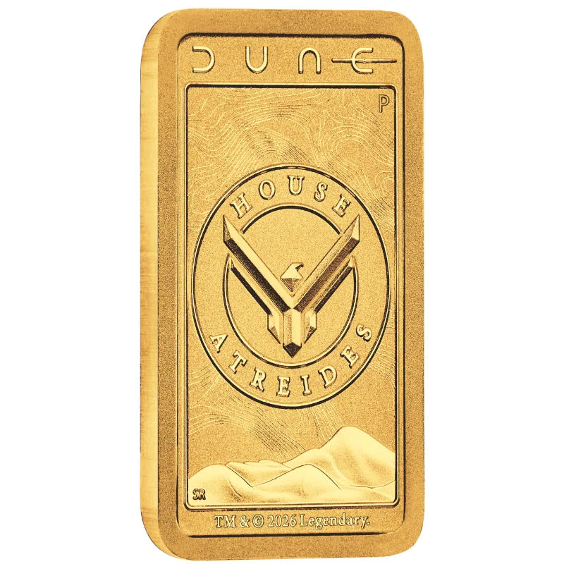 2026 1 g DUNE- HOUSE ATREIDES GOLD Minted Bar- The Perth Mint