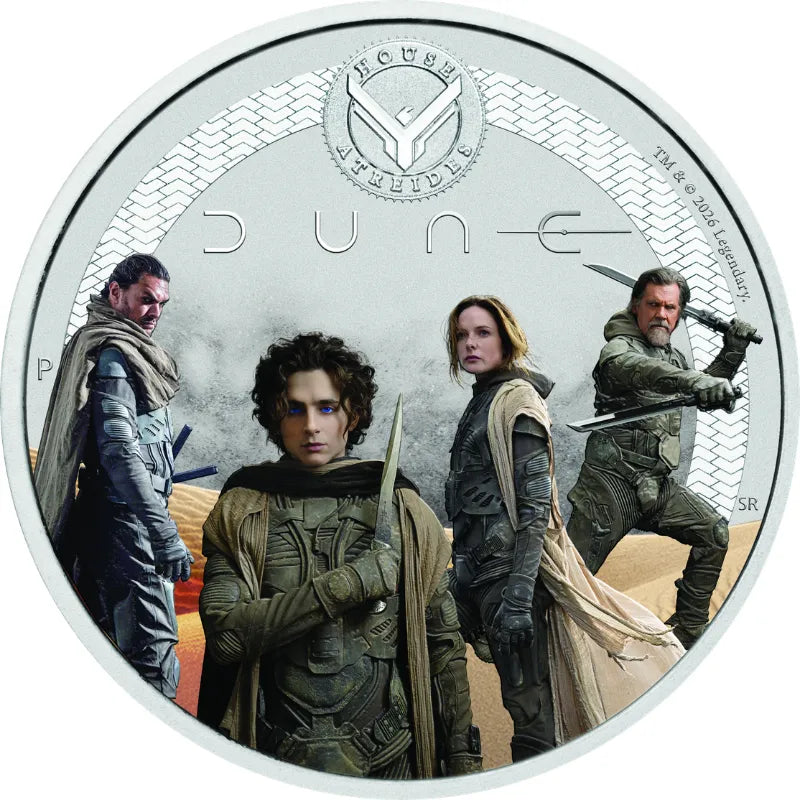 2026 1/2 oz. DUNE- HOUSE ATREIDES Silver Coloured Coin- The Perth Mint