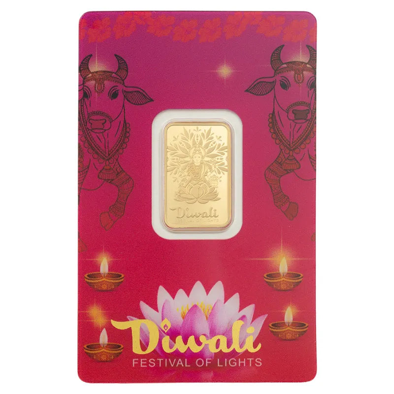 2026 1 Gram Diwali Lakshmi & Sacred Cow Gold Proof-like Bar- PAMP Suisse