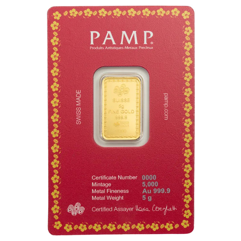 2026 1 Gram Diwali Lakshmi & Sacred Cow Gold Proof-like Bar- PAMP Suisse