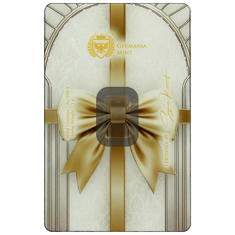 1g Gold Minted Bar Best wishes -Germania Mint