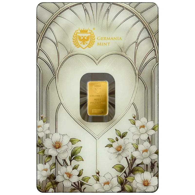 1g Gold Minted Bar Best wishes -Germania Mint