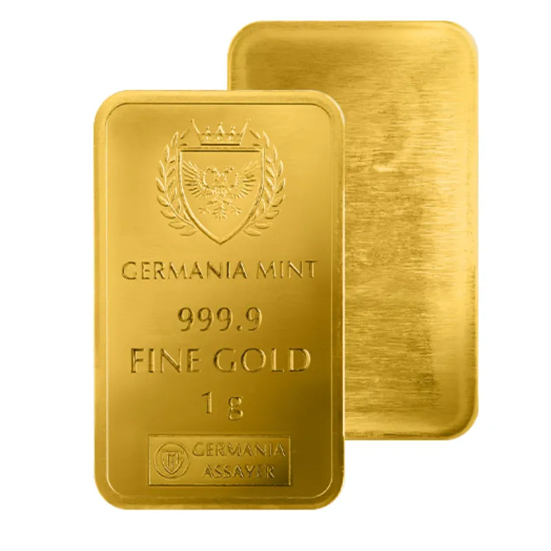 1g Gold Minted Bar Best wishes -Germania Mint