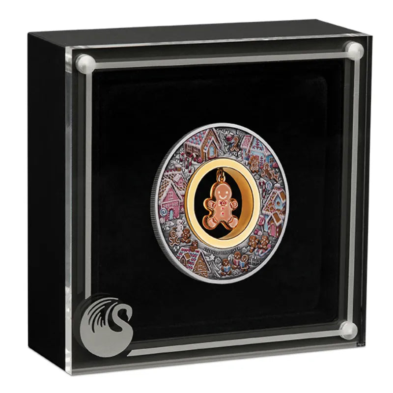 2026 2oz Silver GINGERBREAD CHRISTMAS Antiqued Coloured Coin - The Perth Mint