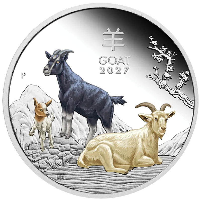 2027 1 oz Silver Year of the Goat Proof Coloured Coin - The Perth Mint