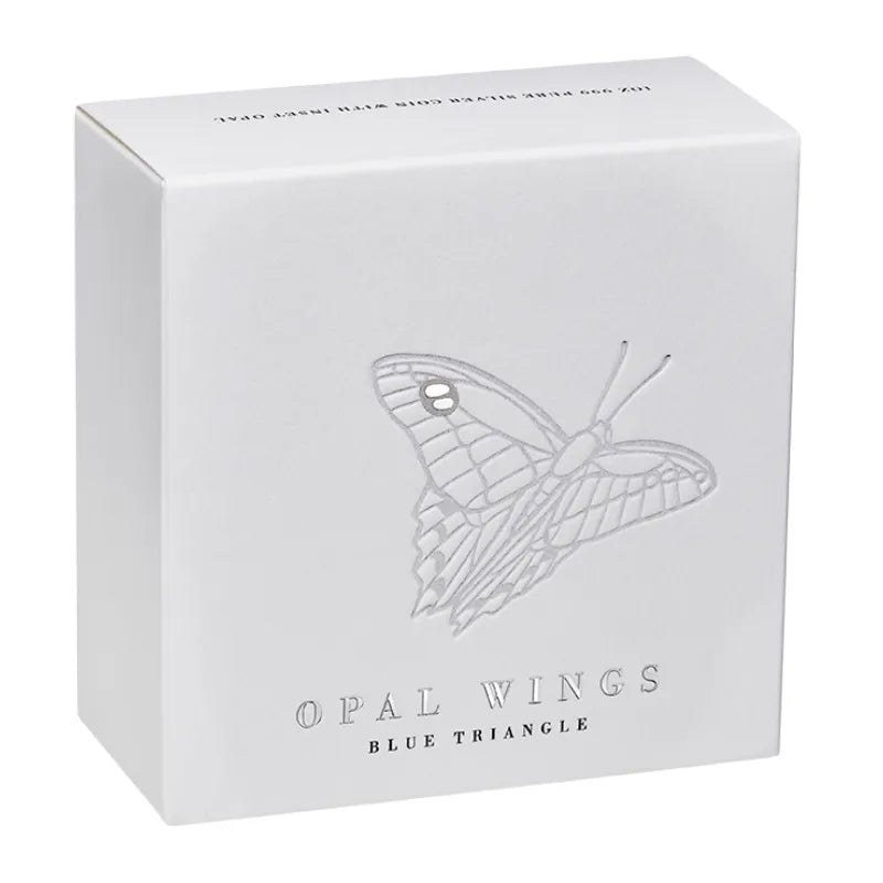 2027 1oz Silver Australian Opal Wings Blue Triangle with Opal Insert Proof Coin - The Coin Company
