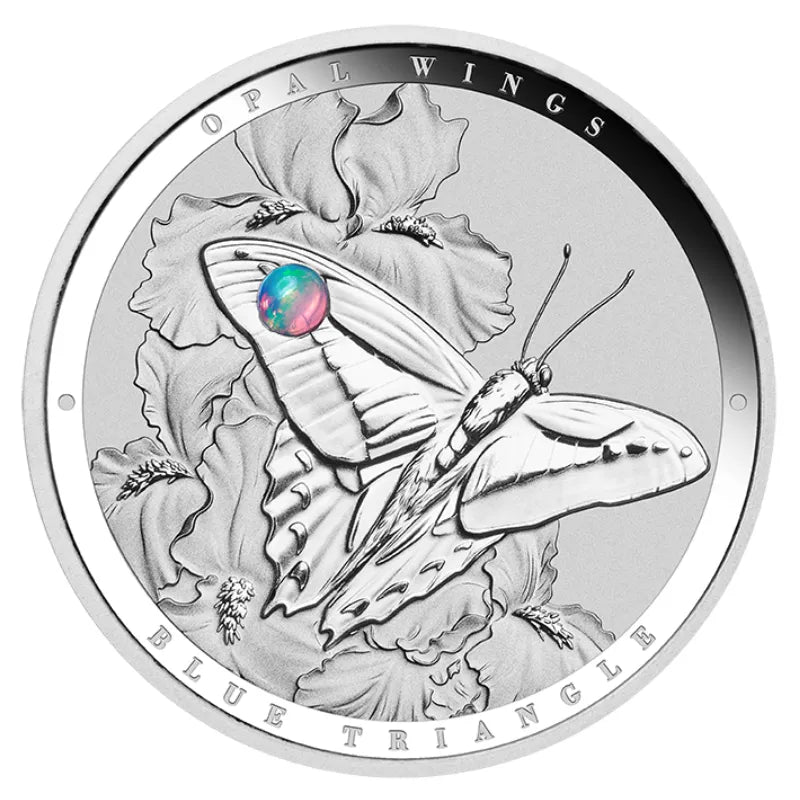 2027 1oz Silver Australian Opal Wings Blue Triangle with Opal Insert Proof Coin - The Coin Company