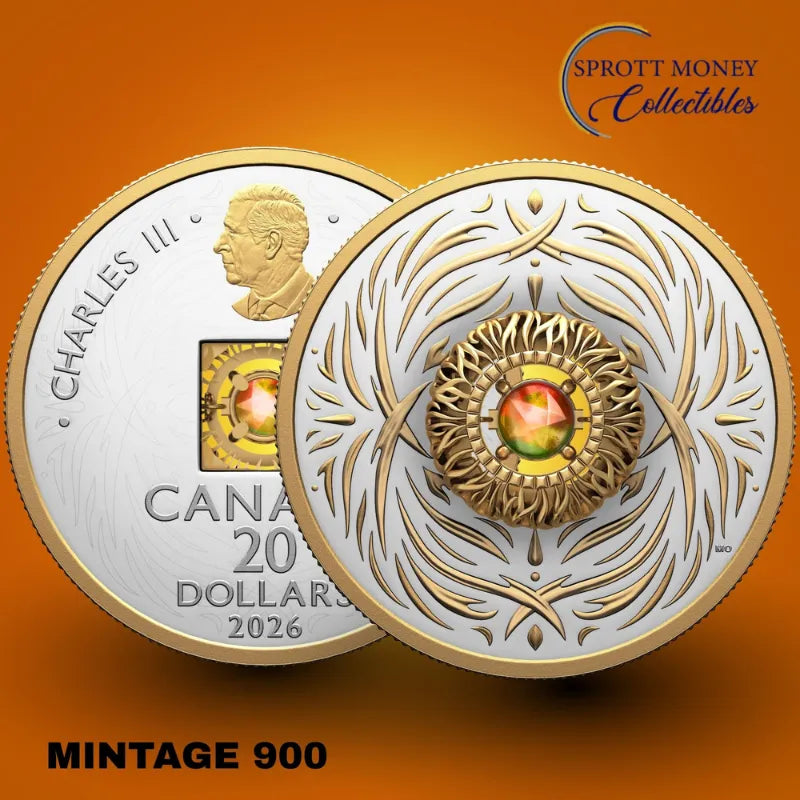 2026 20.86 g FINE SILVER COIN DANCING AMMOLITE - ELEMENTS OF NATURE: FIRE Royal Canadian Mint