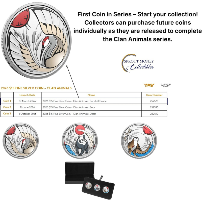 2026 3/4oz CLAN Animals Sandhill Crane Silver Coin Royal Canadian Mint