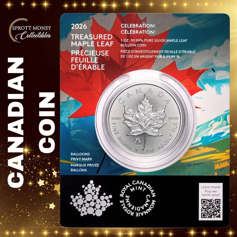 2026 1oz Maple Leaf Coin-Treasured Silver Maple Leaf: Celebration Privy Mark Silver Premium Bullion Coin- Royal Canadian Mint