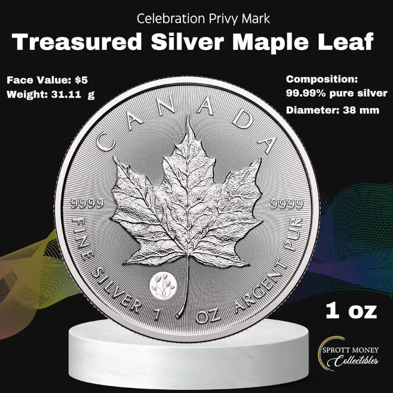 2026 1oz Maple Leaf Coin-Treasured Silver Maple Leaf: Celebration Privy Mark Silver Premium Bullion Coin- Royal Canadian Mint