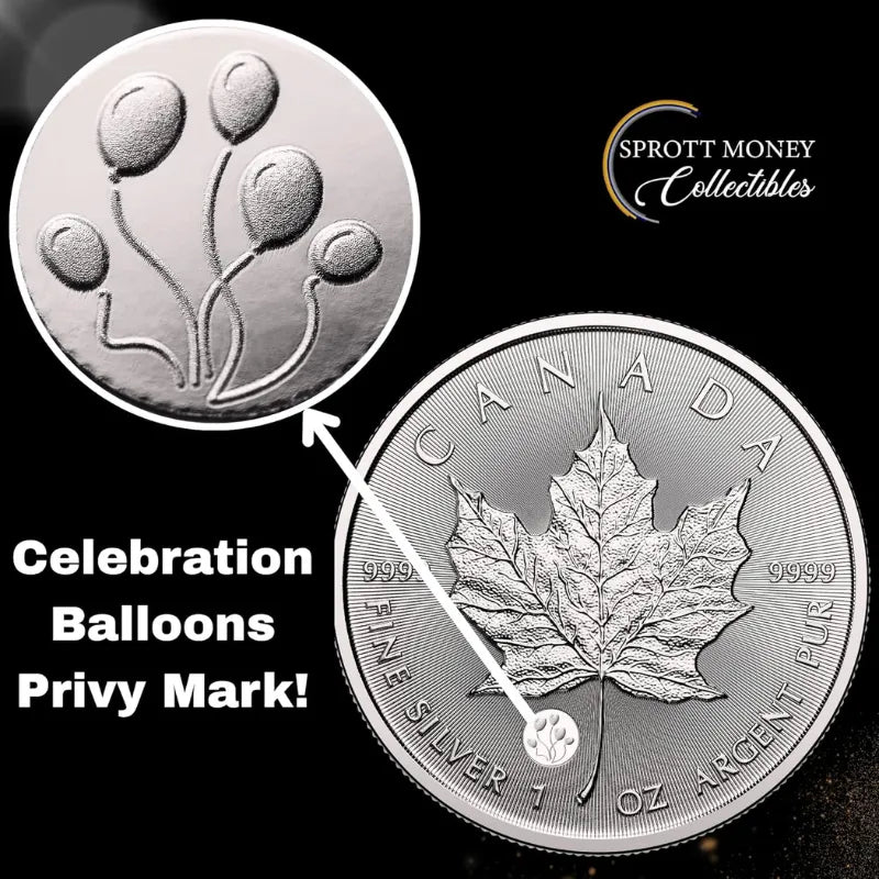 2026 1oz Maple Leaf Coin-Treasured Silver Maple Leaf: Celebration Privy Mark Silver Premium Bullion Coin- Royal Canadian Mint