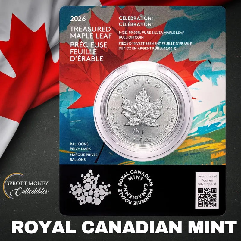 2026 1oz Maple Leaf Coin-Treasured Silver Maple Leaf: Celebration Privy Mark Silver Premium Bullion Coin- Royal Canadian Mint