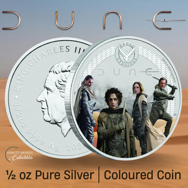 2026 1/2 oz. DUNE- HOUSE ATREIDES Silver Coloured Coin- The Perth Mint