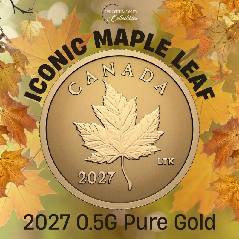 2027 0.5g ICONIC MAPLE LEAF Gold Reverse Proof Coin- Royal Canadian Mint