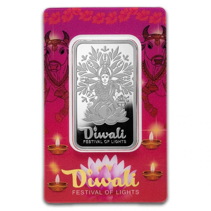 2026 1 oz Diwali Lakshmi & Sacred Cow Silver Proof-like Bar- PAMP Suisse
