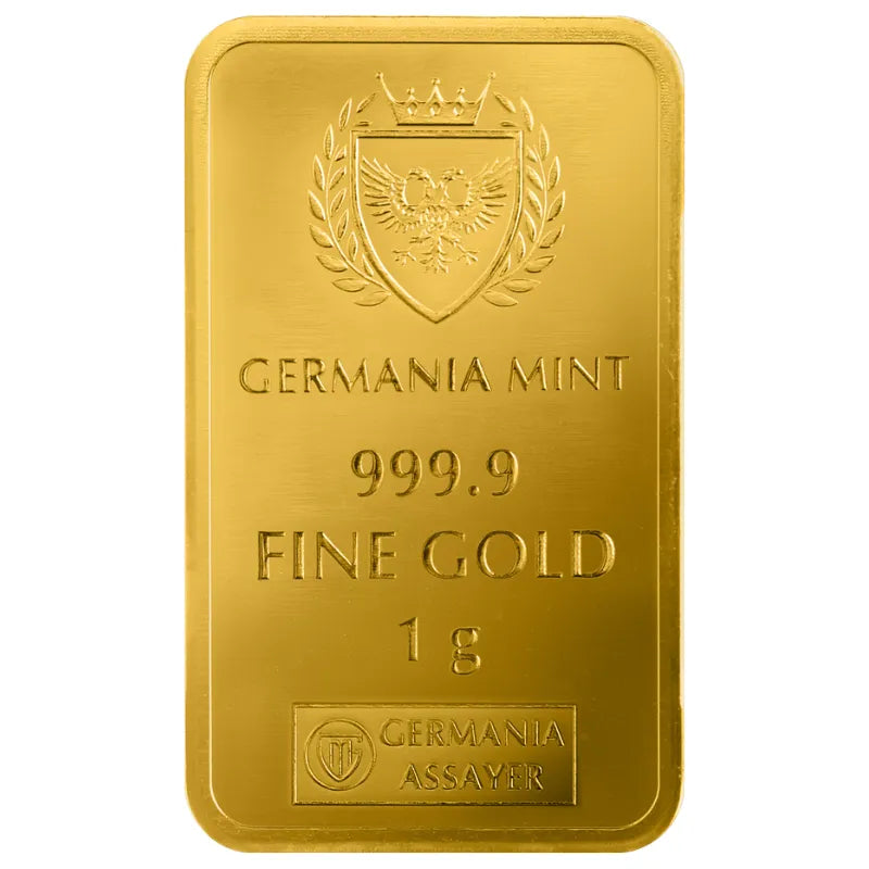 1g Gold Happy Birthday Minted Bar -Germania Mint